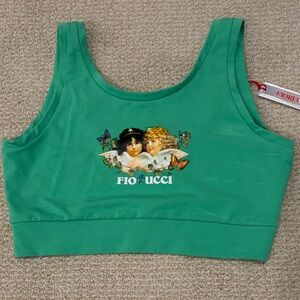 Fiorucci Emerald Green Angel Graphic Crop Tank